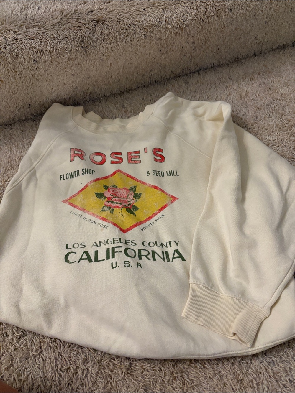 Old Navy Cream Rose Graphic Crewneck Sweatshirt